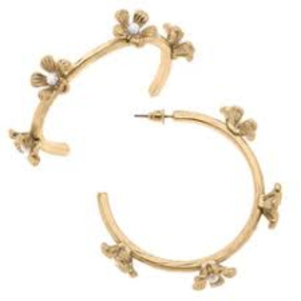23632e-Gd Charmaine Pearl Flower Hoop Earrings In 36$